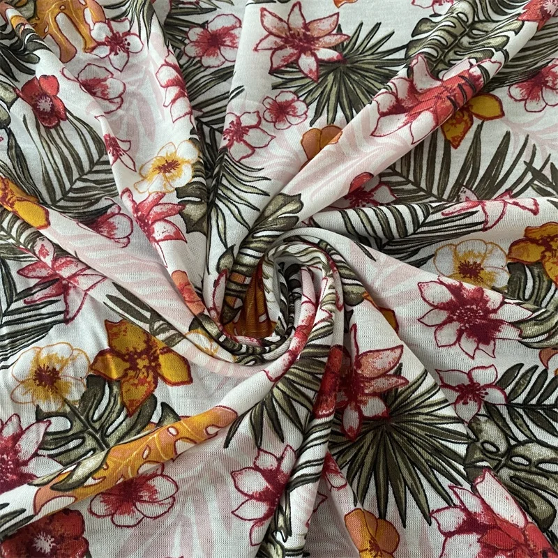 Fancy Design Small Flowers Print Breathable Knitted 100% Polyester Spun Poly Jersey Fabricfor Women Dresses