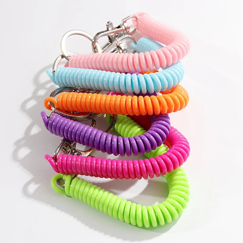 Anti Lost Spiral Spring Keychain With Snap Coil Clip Stretchy Plastic  Keyring Holder And Ring Home Security Accessory From Yambags, $8.48