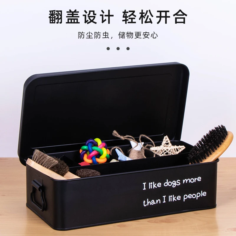 Family Organized Toy Box Black White Metal Storage Container the Dog Toy Storage Box with Lid
