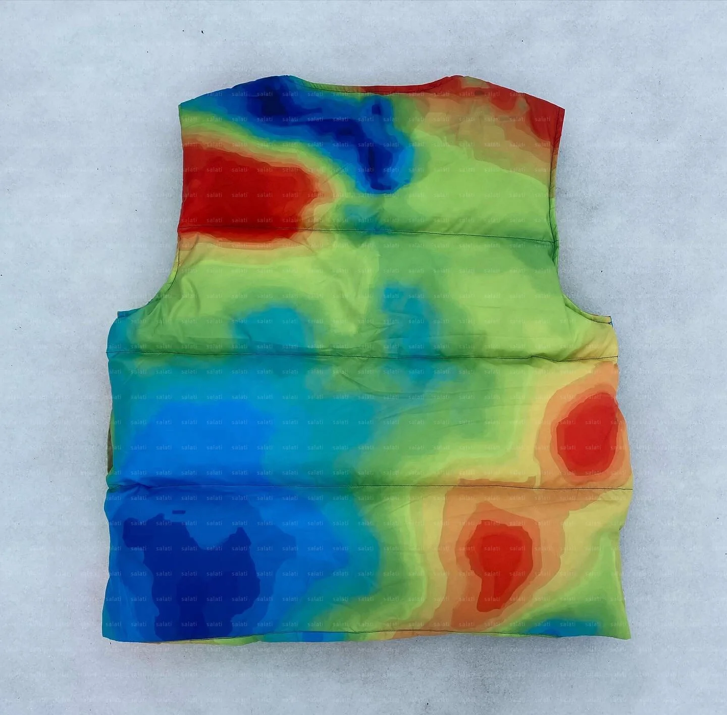Custom Down Jackets Tie Dye Sleeveless Cotton Streetwear Winter Cropped Bubble Puffy Down Coats Puffer Vest Men gallery 2