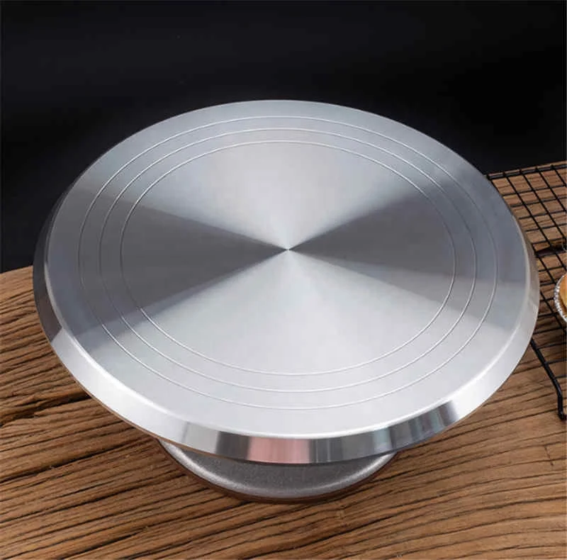 12 Inch Alloy Mounted Cream Cake Turntable Rotating Table Stand Base Turn  Metal