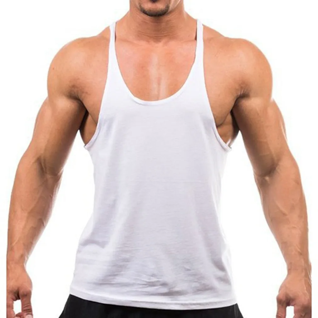 Sublimation Blank Print Logo Adult Singlets Sleeveless Shirts Gym Vest Wholesale Basic Muscle Fitted Y Back Tank Tops for Men