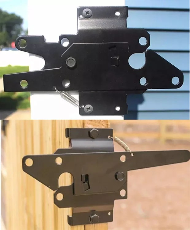 Heavy Duty Self-Locking Wood Fence Gate Latches Black Finish Stainless ...