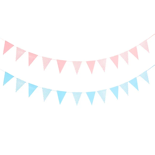 Wholesale hot stamping pennant wavy pull flag birthday party supplies atmosphere decoration triangle banner