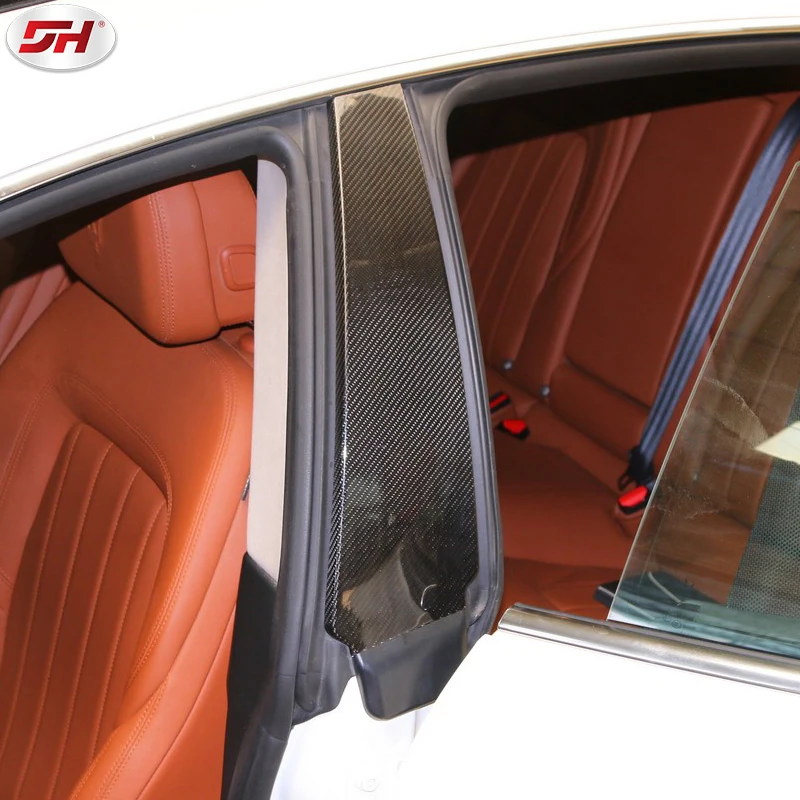 2pcs Car carbon fiber middle column window B-pillar trim cover Suitable for Maserati Quattroporte 2013-up