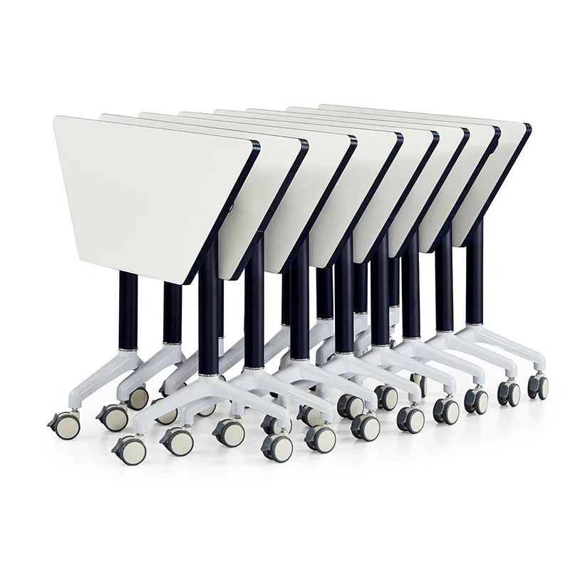 Folding Training Table Combination Trapezoid Mobile Office Conference Strip Table Splicing Desk Chair Six-sided Table