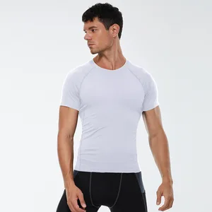 2026 Summer Polyester Training Gym Compression T Shirt for Men Quick Dry Fitted Sporty Style with Print Customizable Logo