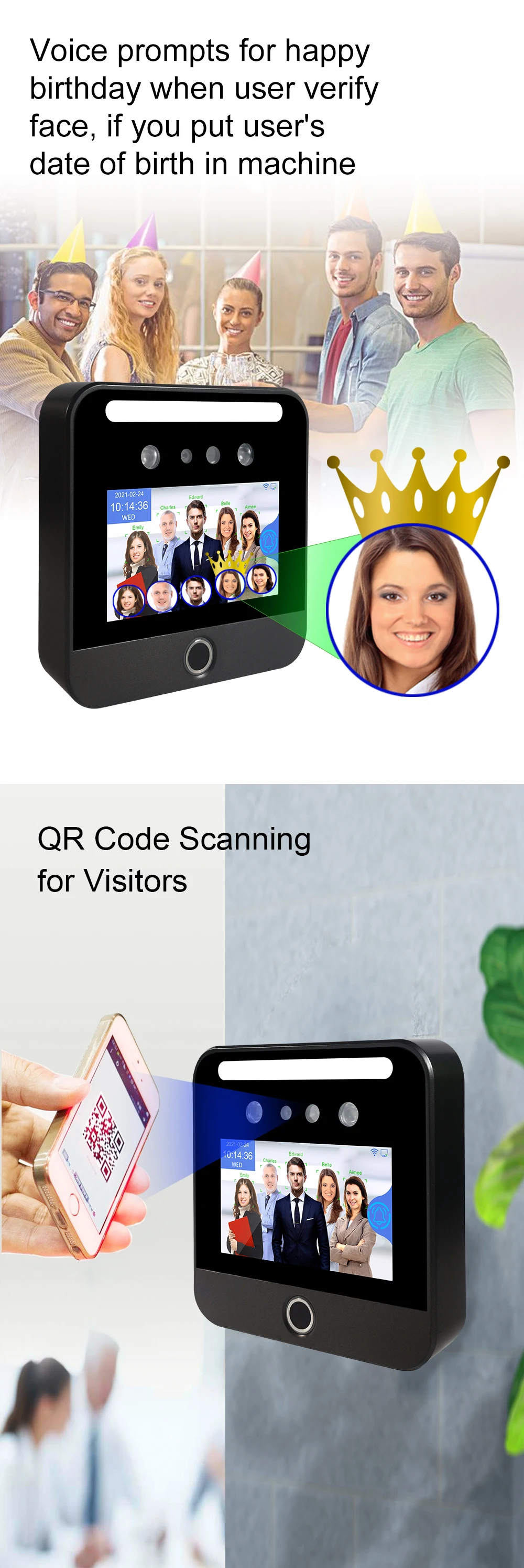 Rj45 Wifi Cloud Face Time Attendance And Access Control With Free ...