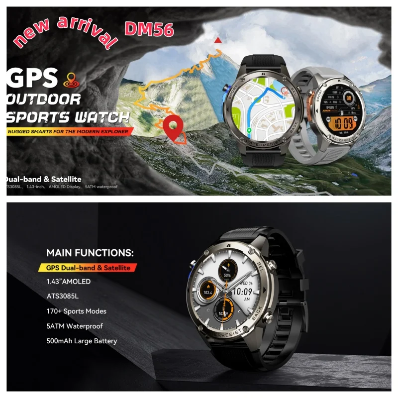 Ip69 Waterproof Gps Smartwatch With Ble Sports Tracking