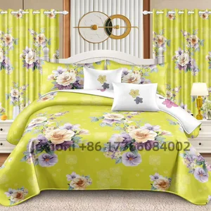 Wholesale Two Bedsheets Two Curtains and Two Pillowcase High Quality Bed Sheet Set