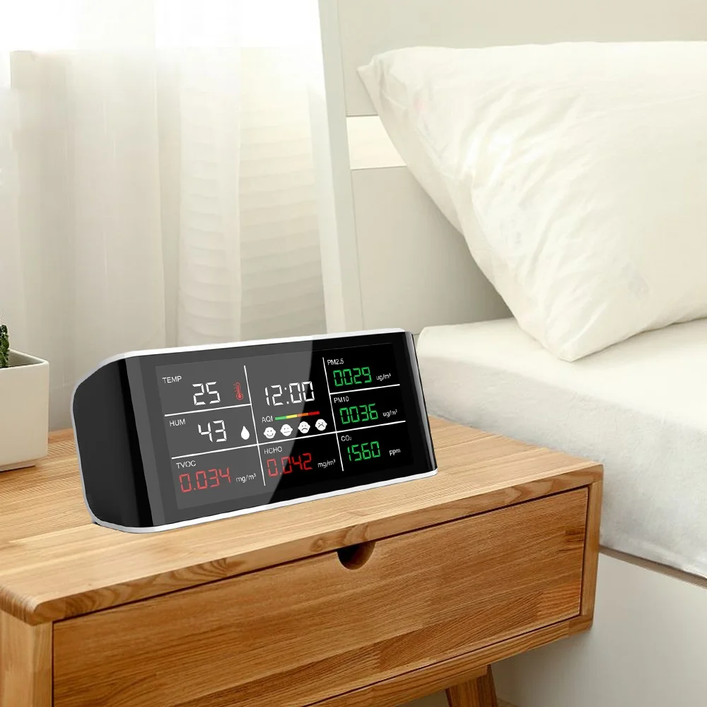 Analizador De Calidad Del Aire Doméstico – Monitor Interior, Detector De PM2.5 Y Formaldehído, Pantalla, Carga Type-C