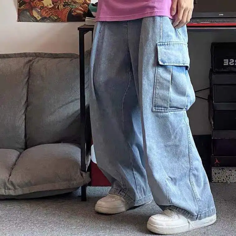 Baggy Jeans Trousers Male Denim Pants Wide Leg Pants Men's Jeans Oversize Cargo Korean Streetwear Hip Hop Harajuku