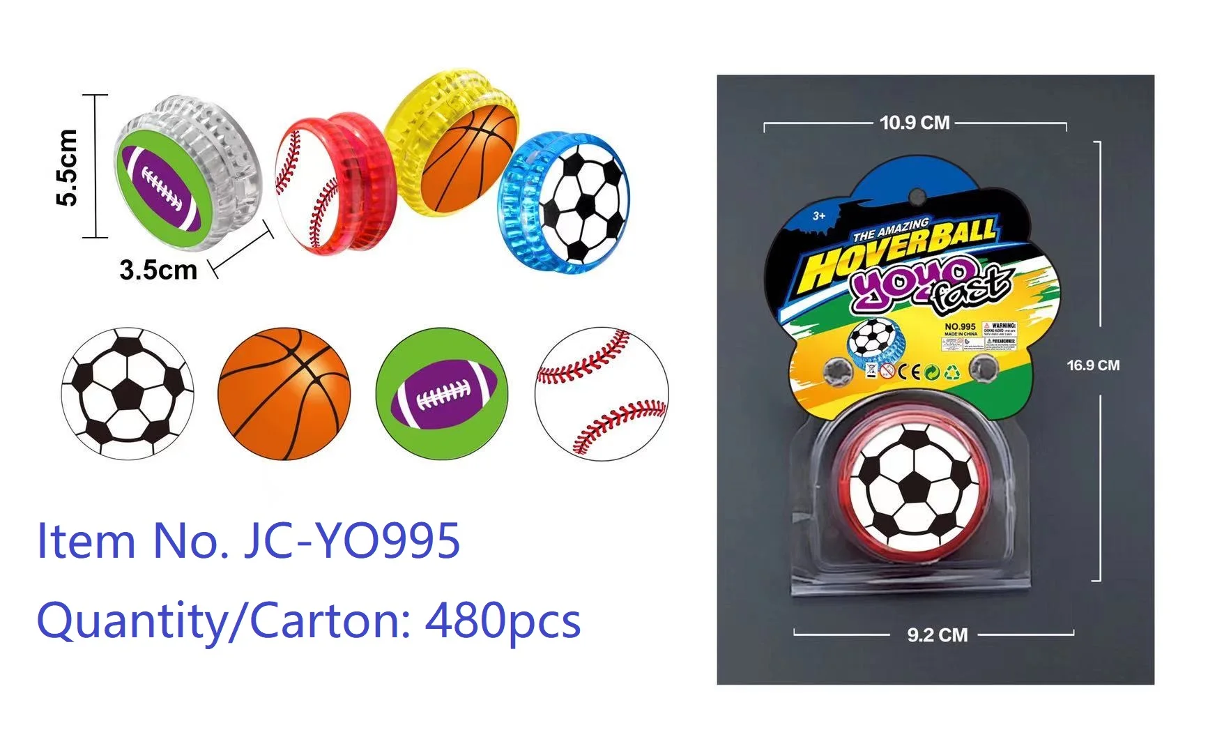 Classic Yoyo Toy 12pcs Led Flashing Yoyo With Multi Color Light Smile