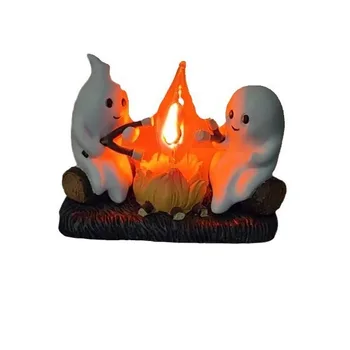 E31 Halloween Ghost Night Light Creative Chinese Style Resin Crafts Festive Home Decor PVC Ghost Festival 10cm Packaging