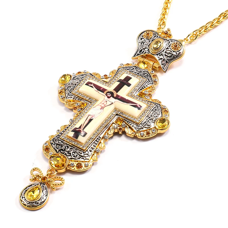 Gold Plated Cross Chain Amazon Orthodox Religious Gold And Black