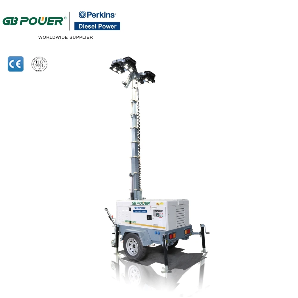 10kva LED Lighting Tower diesel Generator Set Outdoor Use With Perkins Diesel Engine