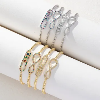 Wholesale Fashion Luxury Diamond Geometric Bracelet Women Trend Personality 8 Alloy Elegant Bead Chain Bracelet