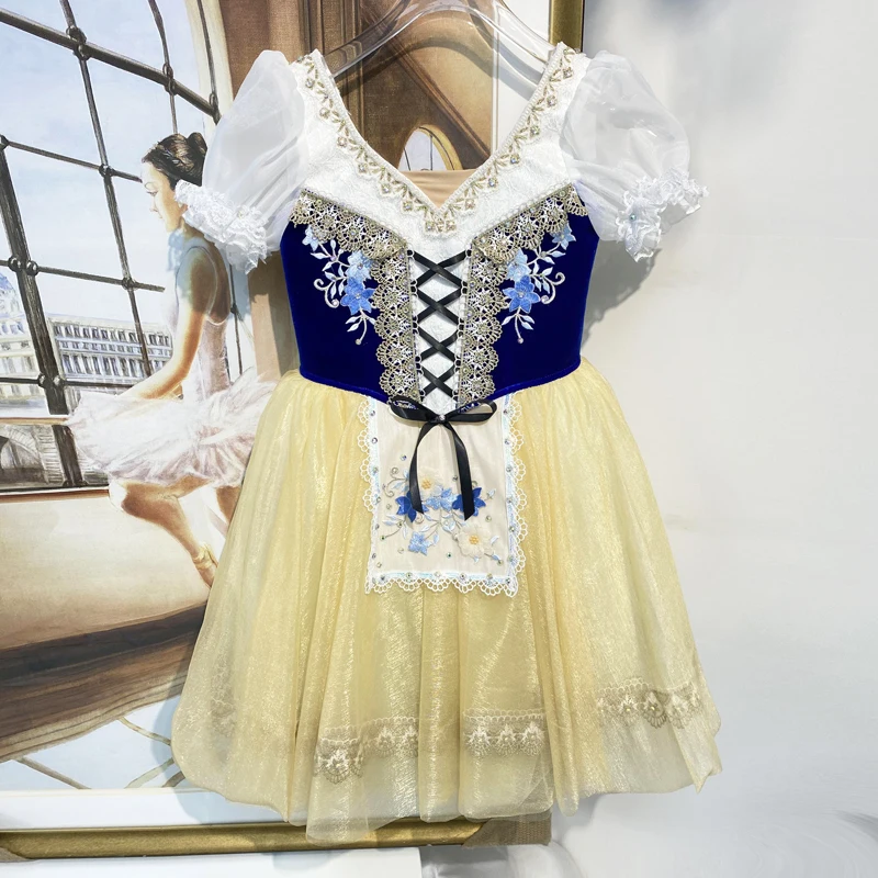 AL-R0570 Professional High Quality Custom Size Adult Girls Long Ballet Performance Wear Dress Blue Romantic Tutu