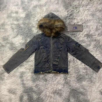 archive fur denim jacket 短丈　opium y2k Y2K Akademiks Denim Jacket XLarge | Double Double Vintage