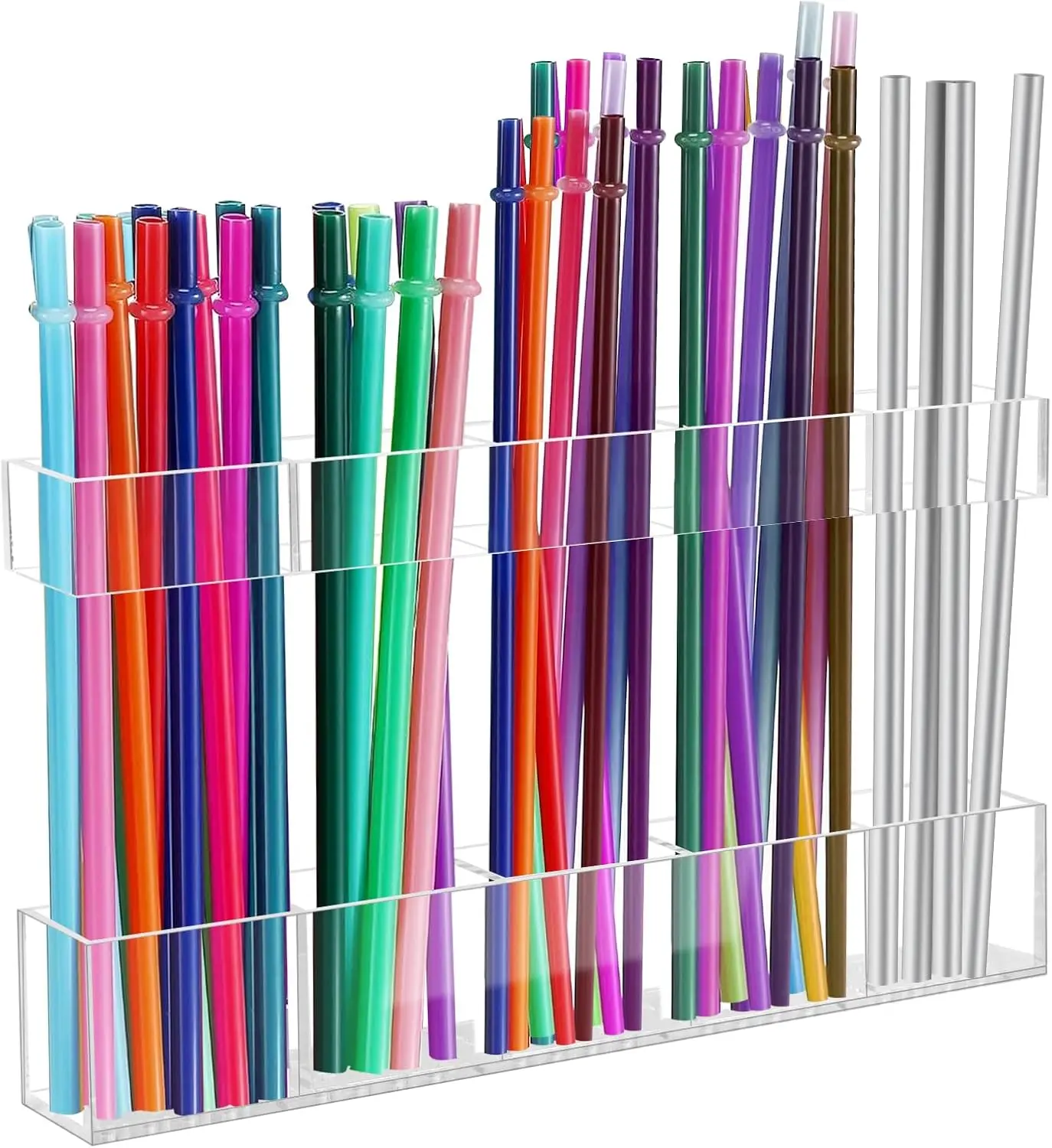 Acrylic Straw Holder for Cabinet Door Reusable Tumbler Straw Organizer Storage Small Kitchen Accessories Container