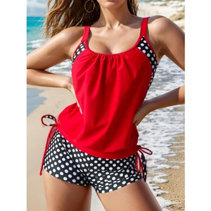 Polka Dot High Waist Cover-Up Beachwear Bikini Swimsuit for Women Spandex/Nylon Material Anti-Bacterial & UV Protection 2026
