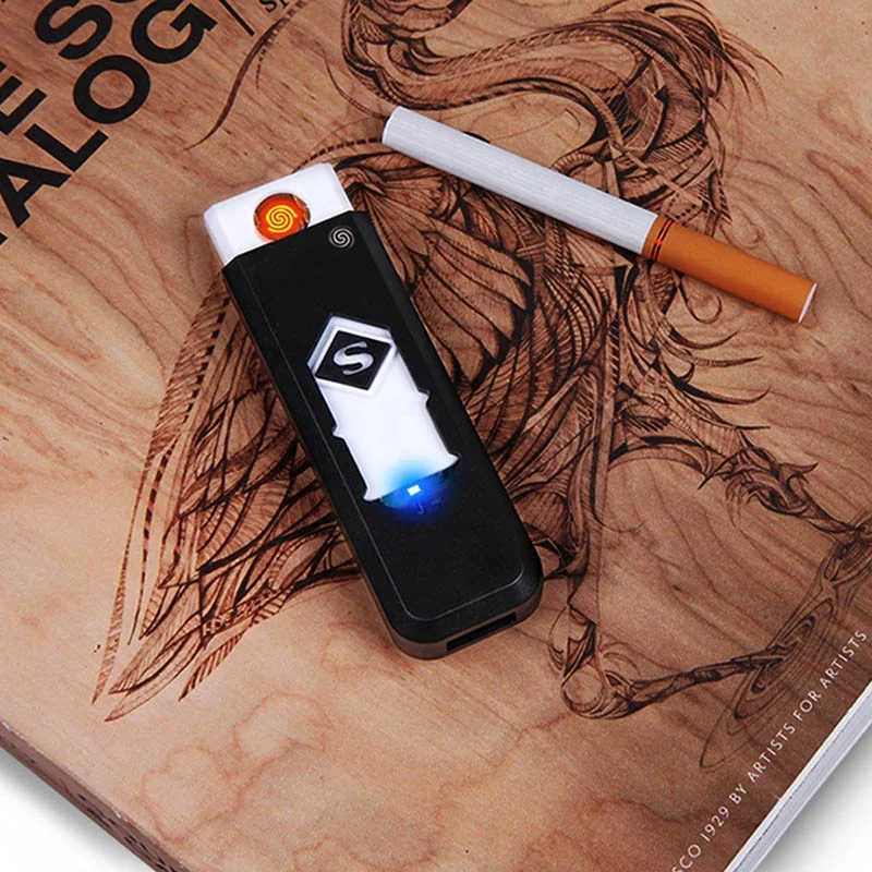 1 PC Windproof Nice Gift Smokeless Flameless USB Windproof Charging Lighter  Electronic Cigarette Lighters Smoking Accessories