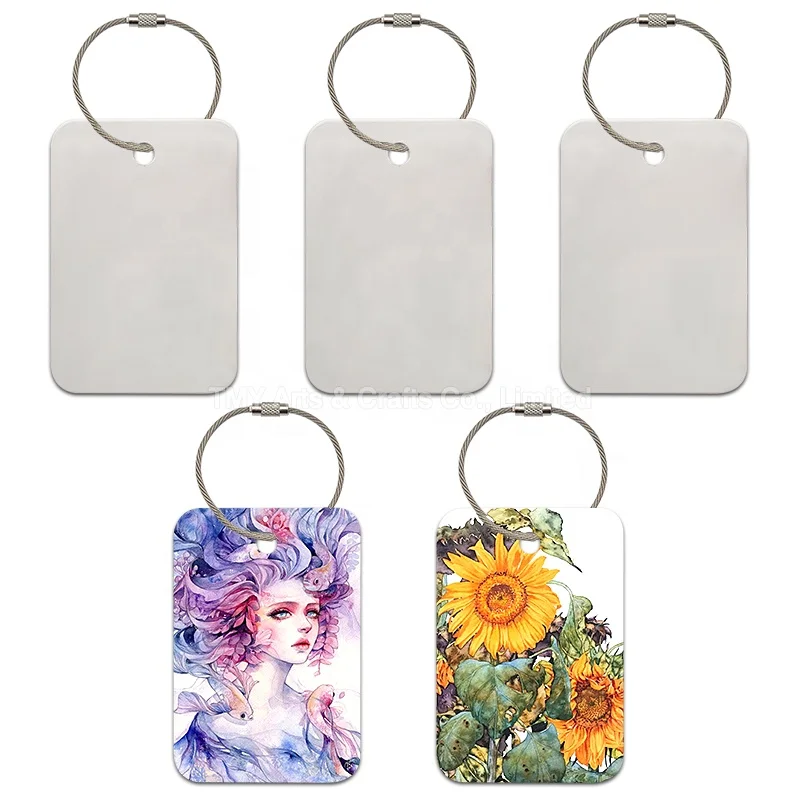 Оптовая продажа водонепроницаемая белая двухсторонняя металлическая бирка с принтом сублимационная алюминиевая дорожная для багажа