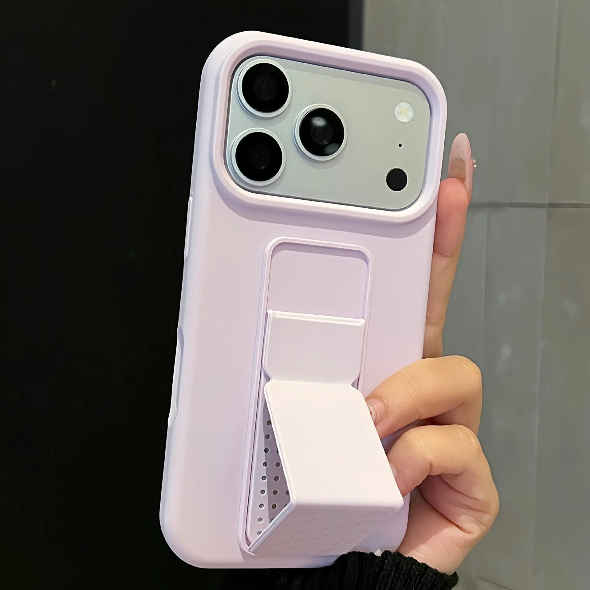 Luxury Silicone Cover Hidden Folding Bracket Design Mobile Phone Case for iPhone 17 16 15 14 13 12 Pro Max