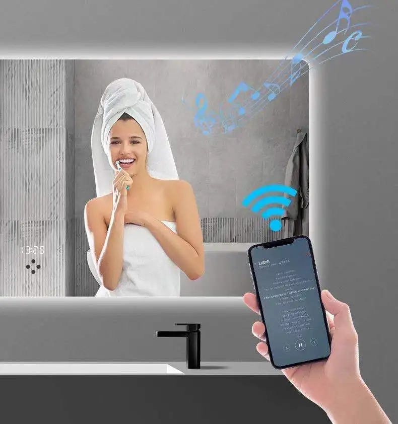 Hotel Customized Function Anti-fog Wall Mounted Magnifying Makeup Led Light Smart Mirror