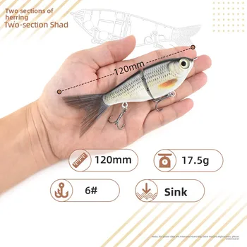 Mini Small Furry Tail Trout Lure, 120mm 2-Jointed Multi Section Bait with Metal Chain, ABS Plastic Saltwater Fishing Lure – Metal Jig – view 4