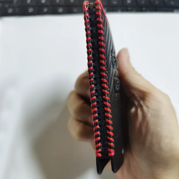 Good Quality Stitching  Leather Carbon FiberCar Key Case Cover Remote Fob for Renault Megane
