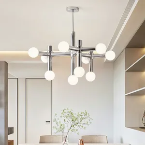 Zeal Lighting Modern Nordic Glass Ball Ceiling Chandelier Lamp Chrome LED Pendant Light for Dining Room