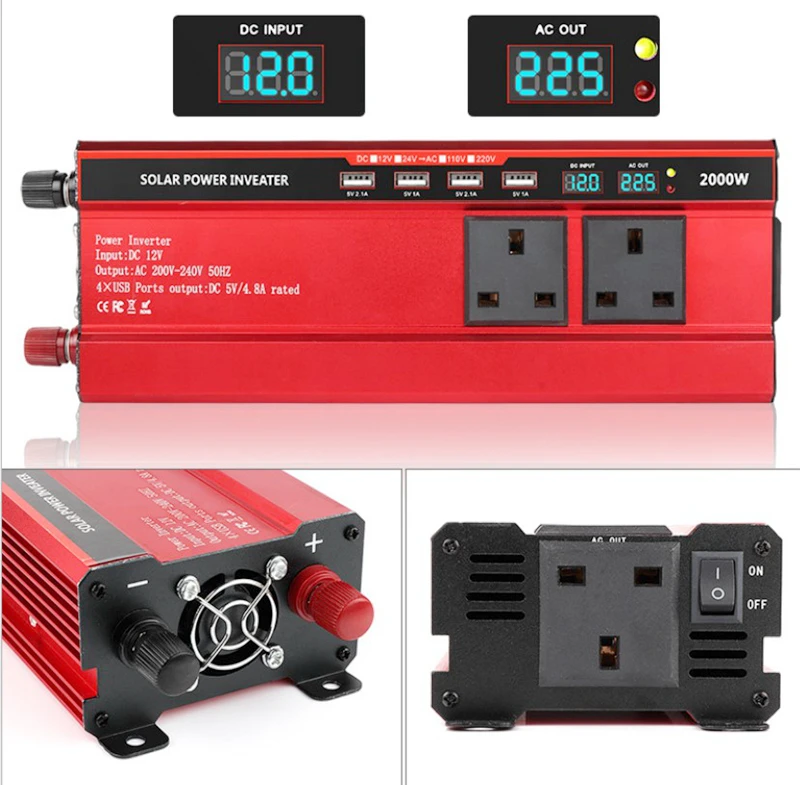 Best Car Battery Connection Power Inverter 12v 24v 1200w 2000w Pure