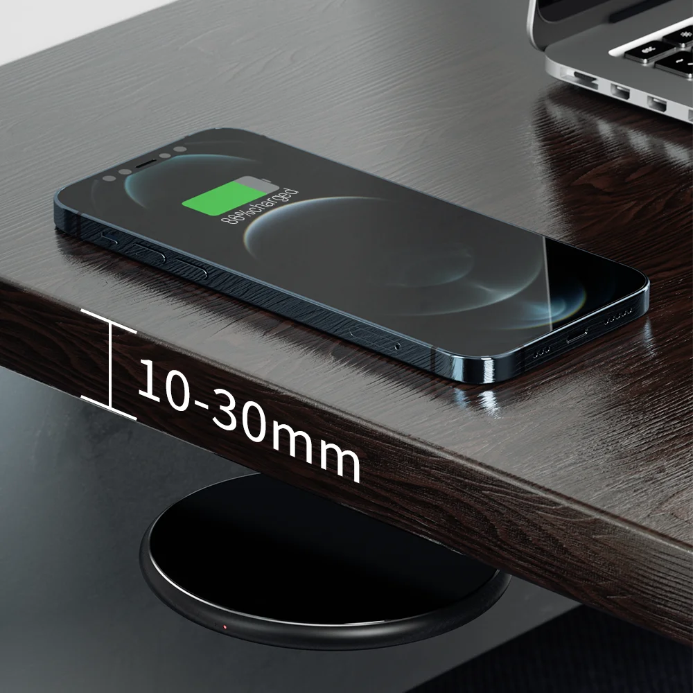 30mm Invisible Wireless Charger Under Desk OEM Charging Solution Through  Thick Table Tops Premium Inductive Charging Pad