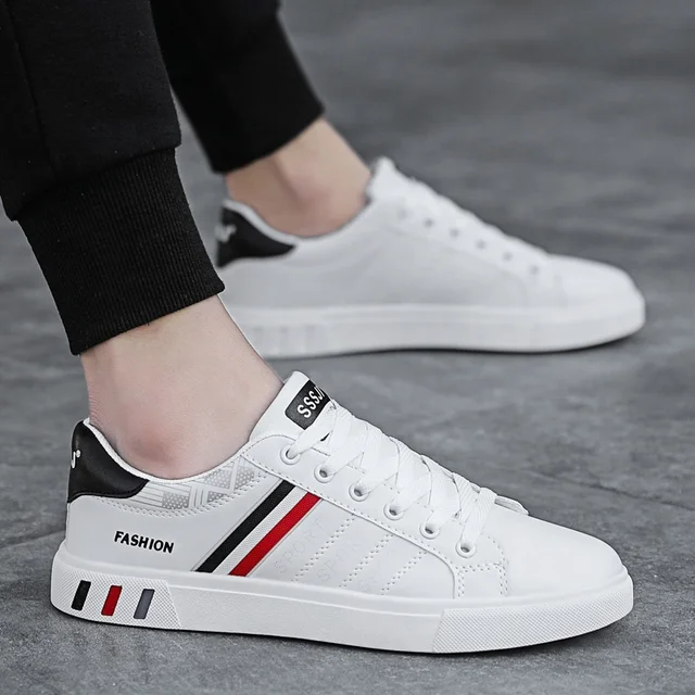 Factory Price Men's Shoes 2022 Latest New Sports Casual Fashion Trend Shoes For Men Breathable Leather White Flat Sneakers - Image 4