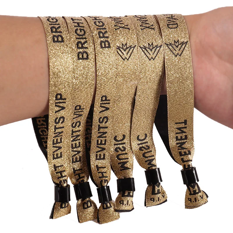 Benutzer definierte neue Stil Gold Farbe Polyester gewebte Logo