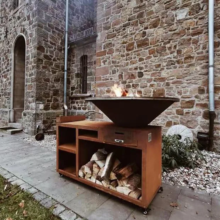 モデル 裏庭用バーベキューグリル付き屋外コルテン鋼ガスファイヤーピット Buy Gas Fire Pit With Bbq Grills