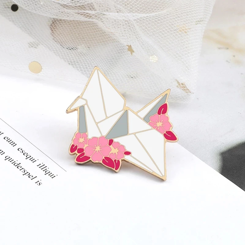 Origami Bird Paper, Origami Enamel Pin, Origami Jewelry, Paper Crane Pin