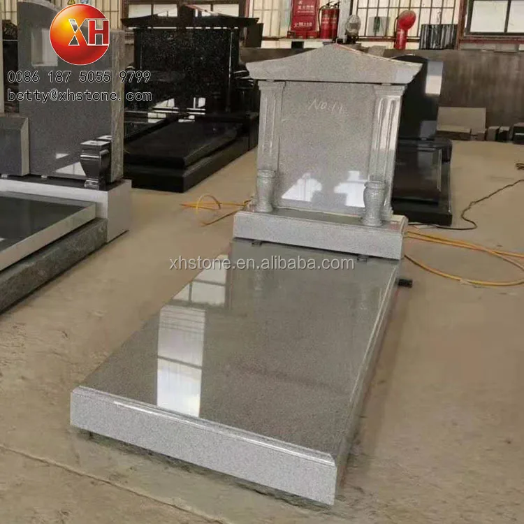 American Style High Polished Grey and Black Marble Stone Monument New Design Double People Tombstone and Double Gravestone