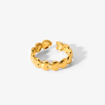 Fancy 18k Stainless Steel Jewelry Index Finger Rings Sweet Cubic Peach Heart Beans Gold Joint Love Heart Rings Women