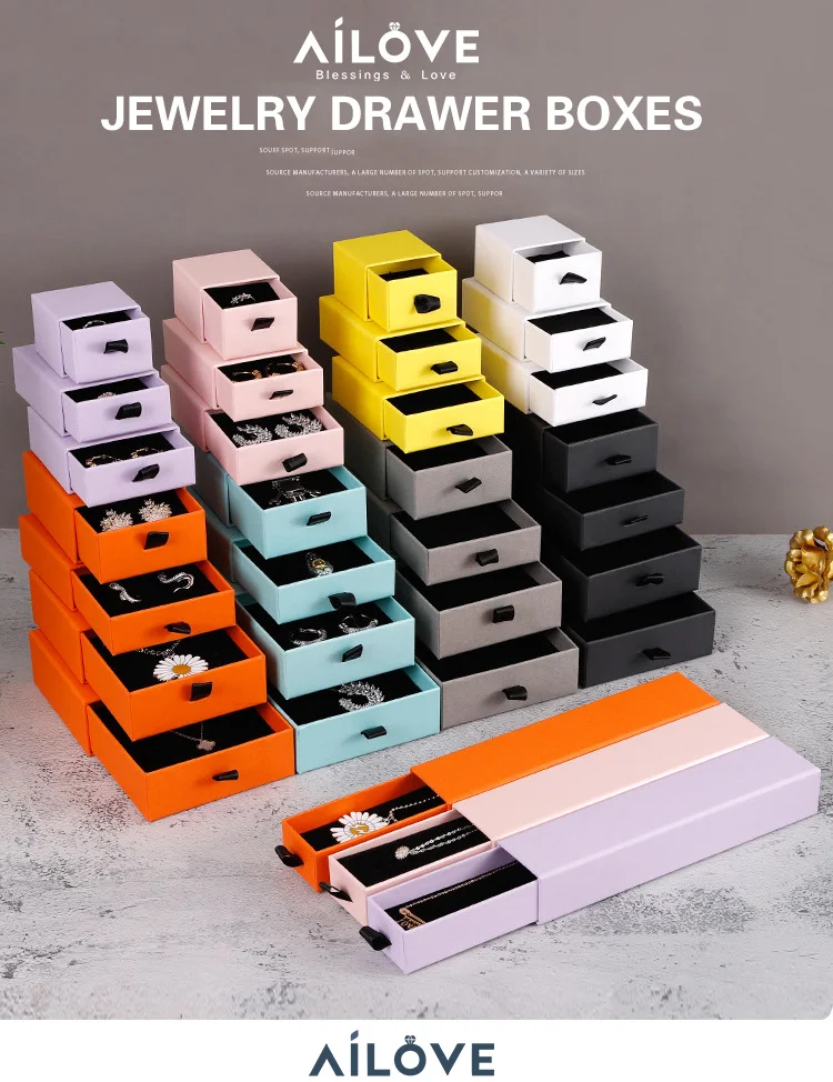 Customized Luxury Colorful Cardboard Bracelet Gift Paper Slide Drawer