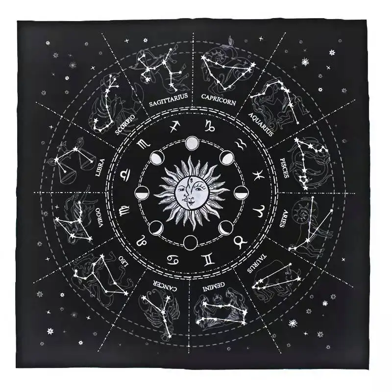 Tailai Tarot Card Divination Tablecloth Altar Cloth Pentacle Astrology for Tarot Enthusiasts Psychologists Board Game Cloth