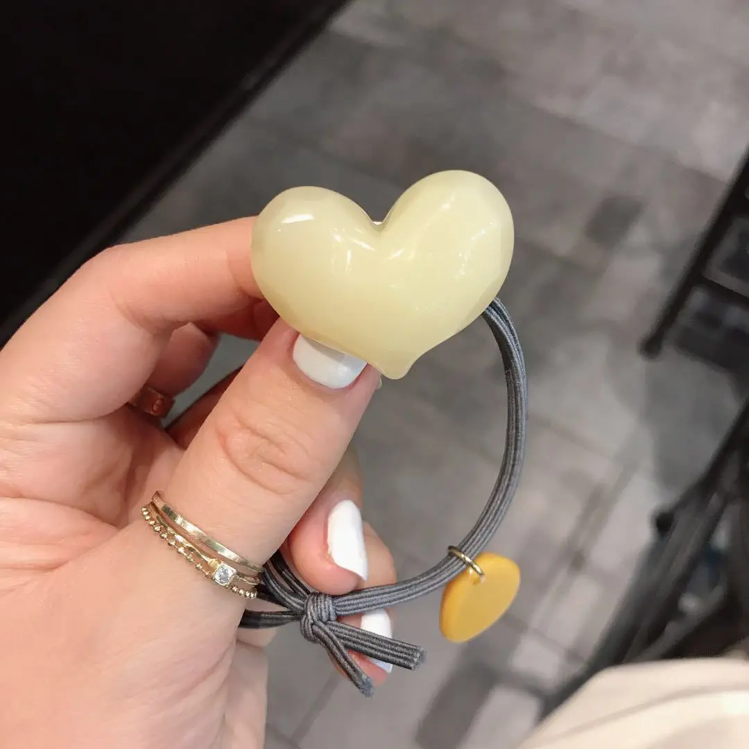 Big Heart Shape Rubber Band Adult Cute Hair Accessories Candy Color