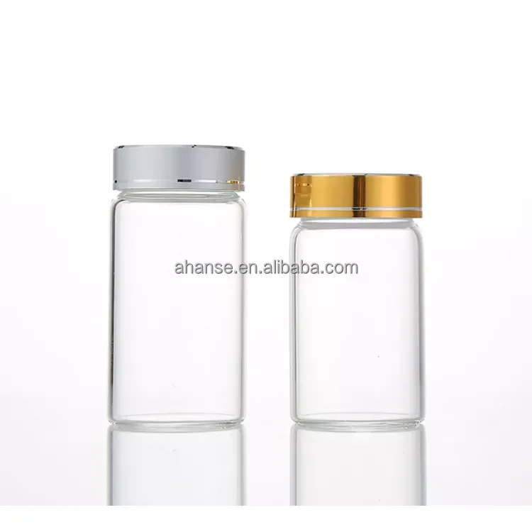 Ahanse Custom Logo 150ml 250ml Pharmacy Pharmaceutical Glass Vitamin Capsule Container Pill Gummies Bottle Packaging