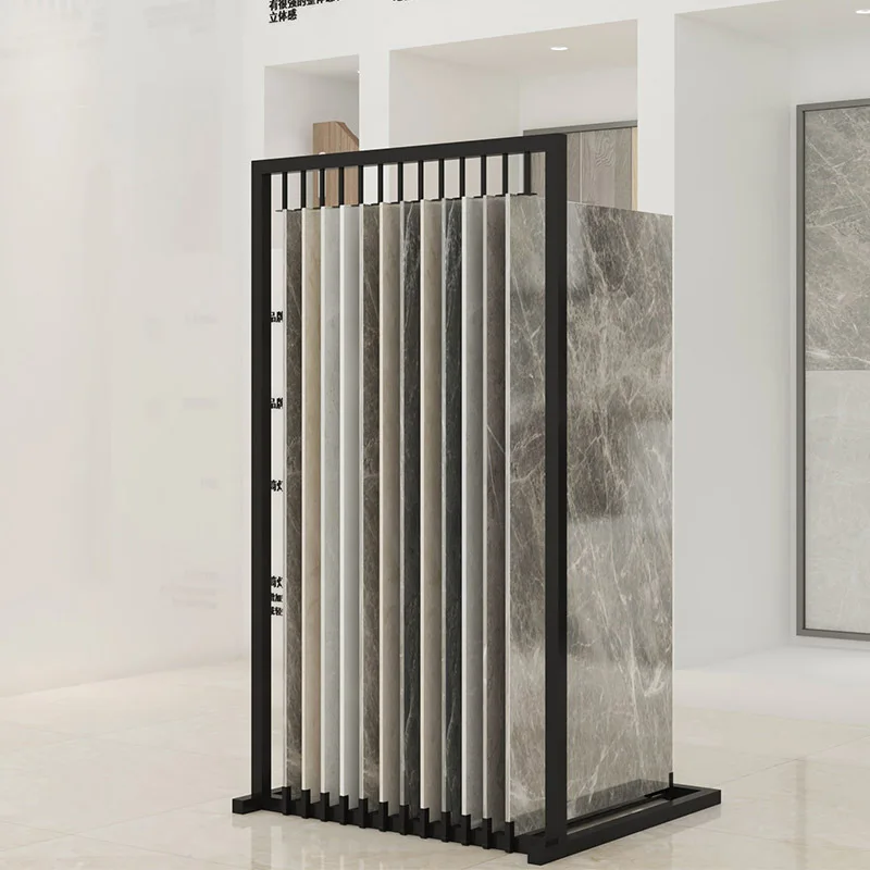 Kainice Customized Stone Sample Showroom Ceramic Marble Push Pull Stand Panel Granite Slab Slider Tile Display Rack