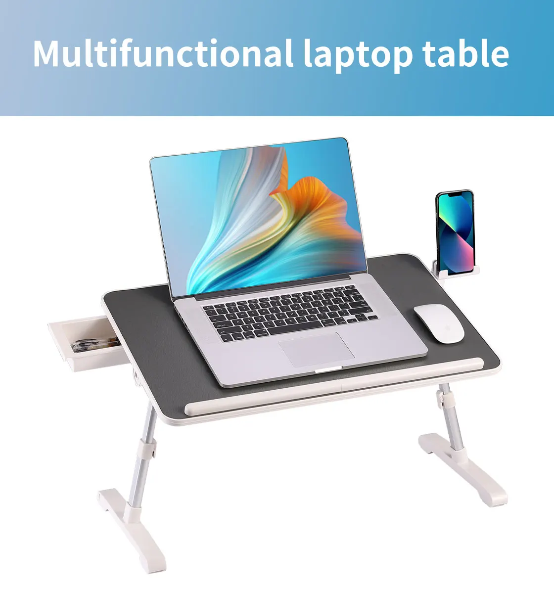 Height Adjustable Laptop Stand Ergonomic Aluminium Adjustable Bed Table
