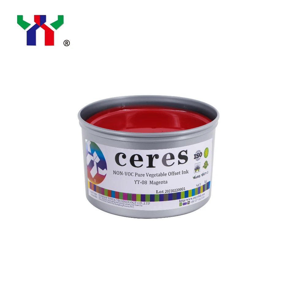 Ceres Top-rated Solvent Based Ink YT-08 Pure Vegetable Ink Yellow Cyan Black Magenta Offset Printing Ink From Plant