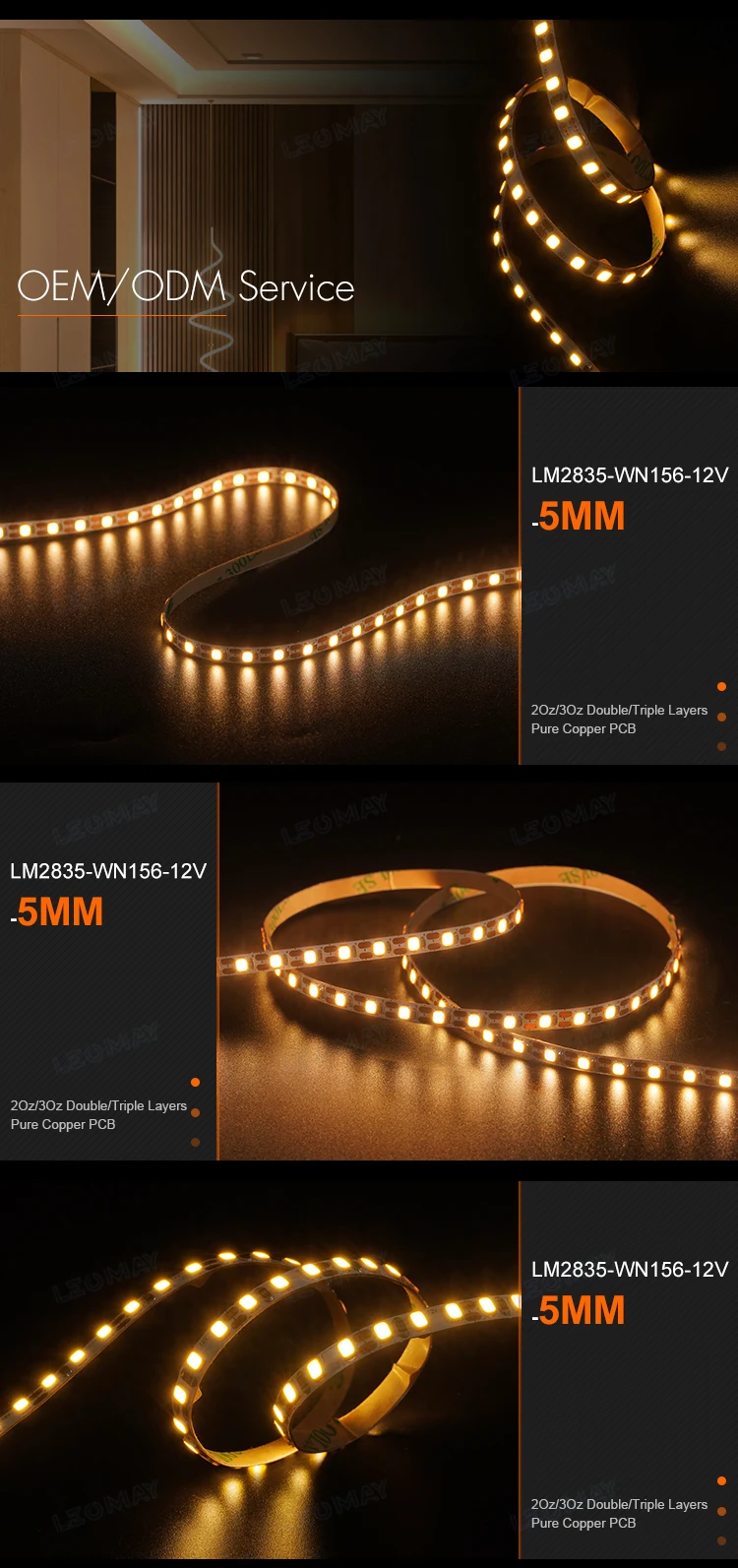 Factory Direct Sales Home Decor LED Light Tape SMD2835 12V 5mm IP20 Flexible LED Light Strip factory