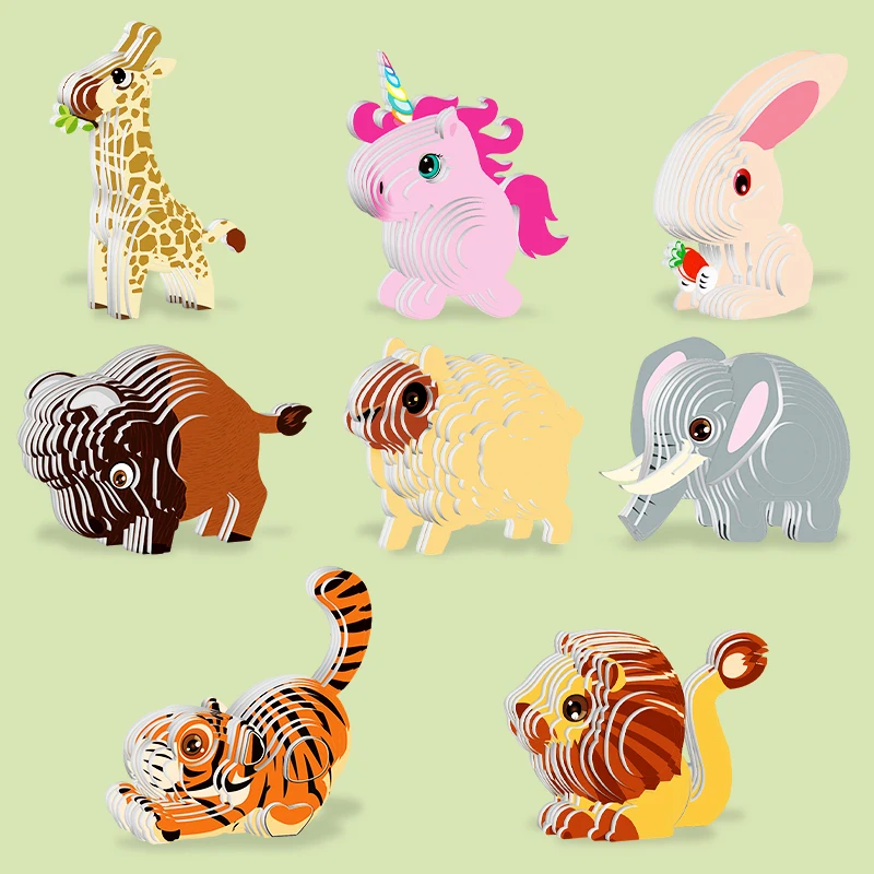2025 Factory Customized Mini Jigsaw Puzzle & Games Collection Educational Toys Small Cardboard  Animal 3d Paper Puzzle for Kids