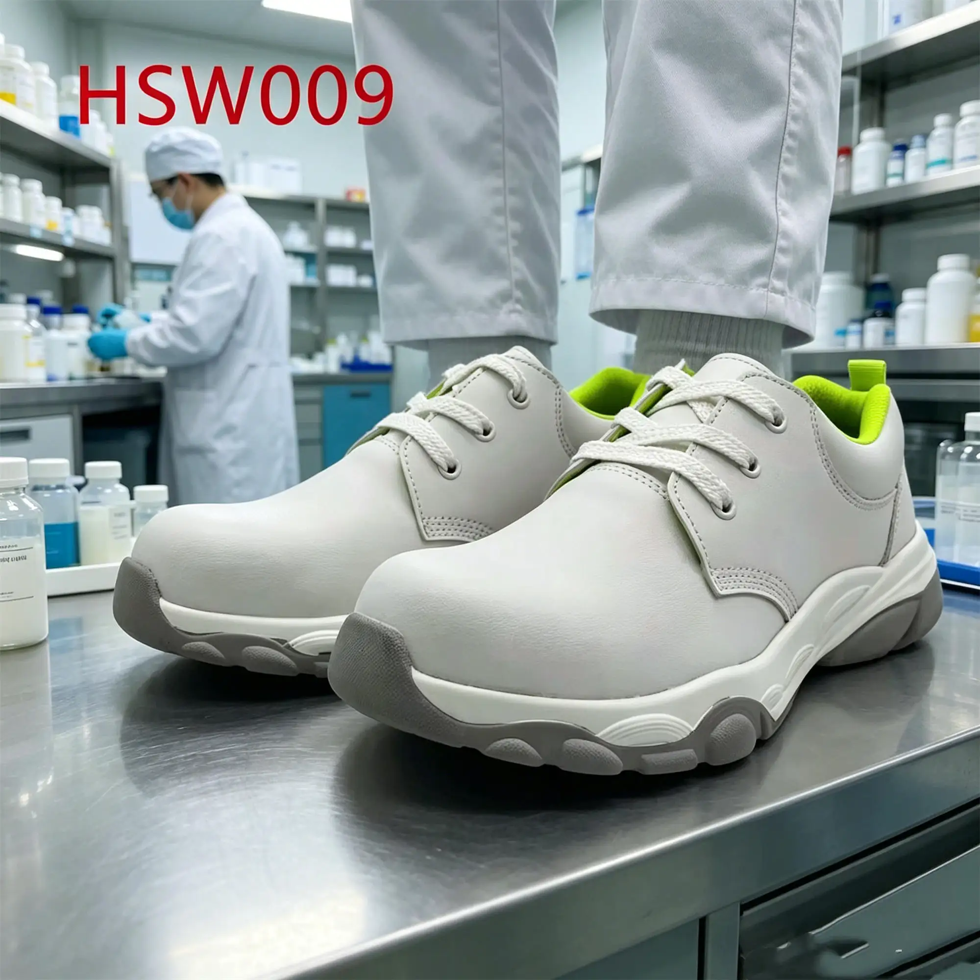ZYF,Pharmacist ESD White Safety Footwear with Fiberglass Toe Vaccine Production Silent and Cushioned Sole Work Cogs HSW009